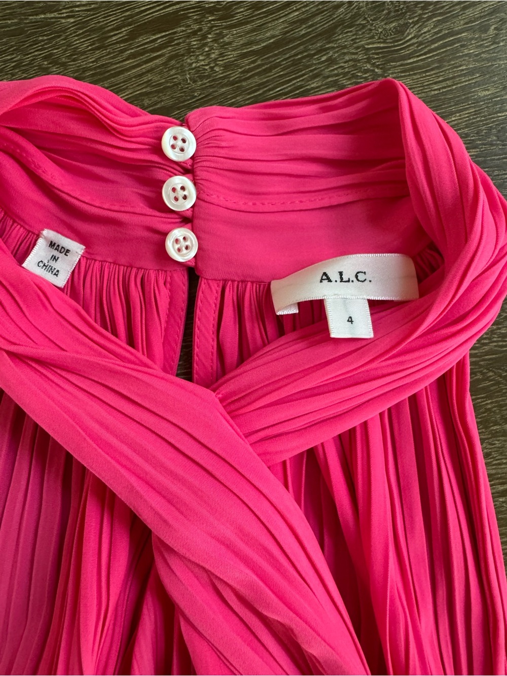 A.L.C. Black Pleated Twist Halter Rio Sleeveless Top Pink Size 4 - Picture 5 of 8